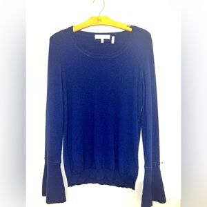 Lark and Row | Cashmere Flare Sleeve Sweater | Navy Blue